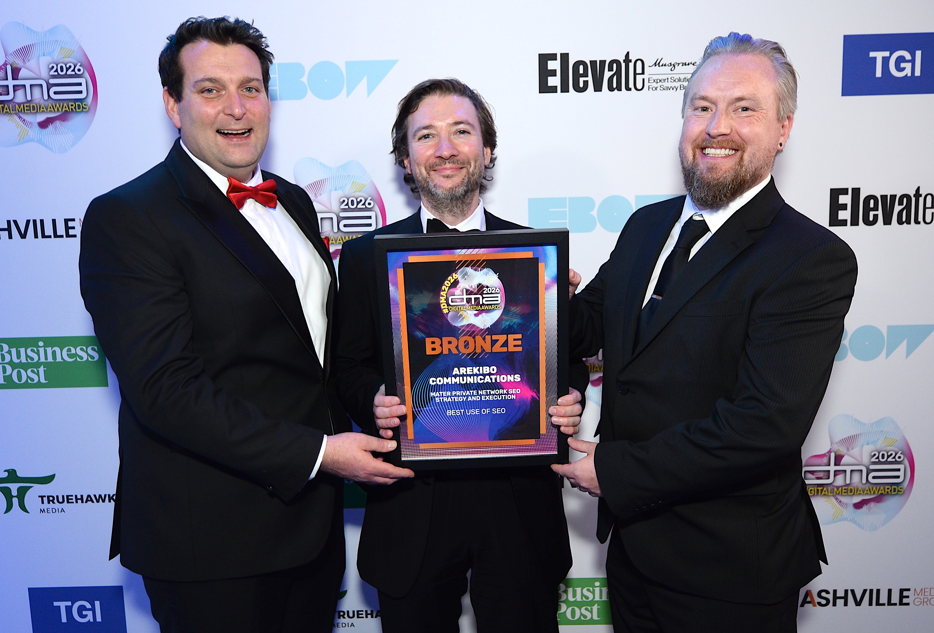 Luke, Fergal and Paul from Arekibo at the Digital Media Awards ceremony
