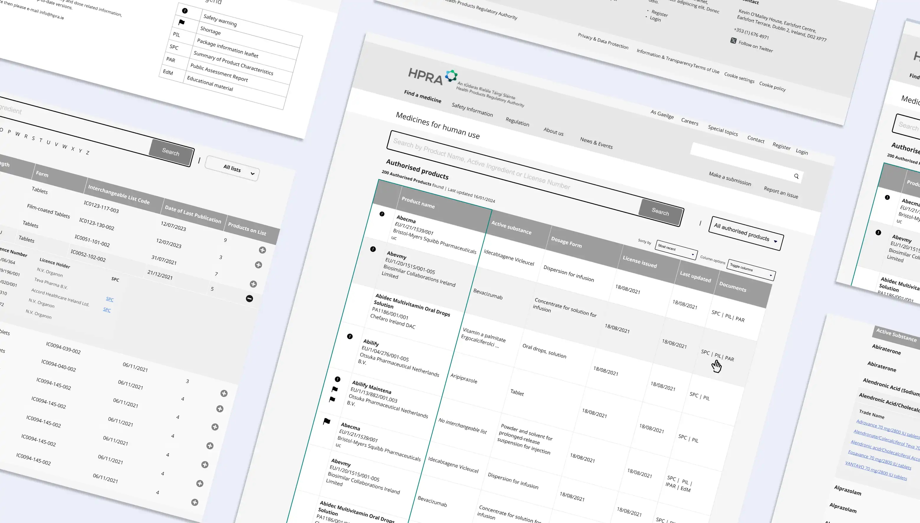 HPRA - Search Wireframes 