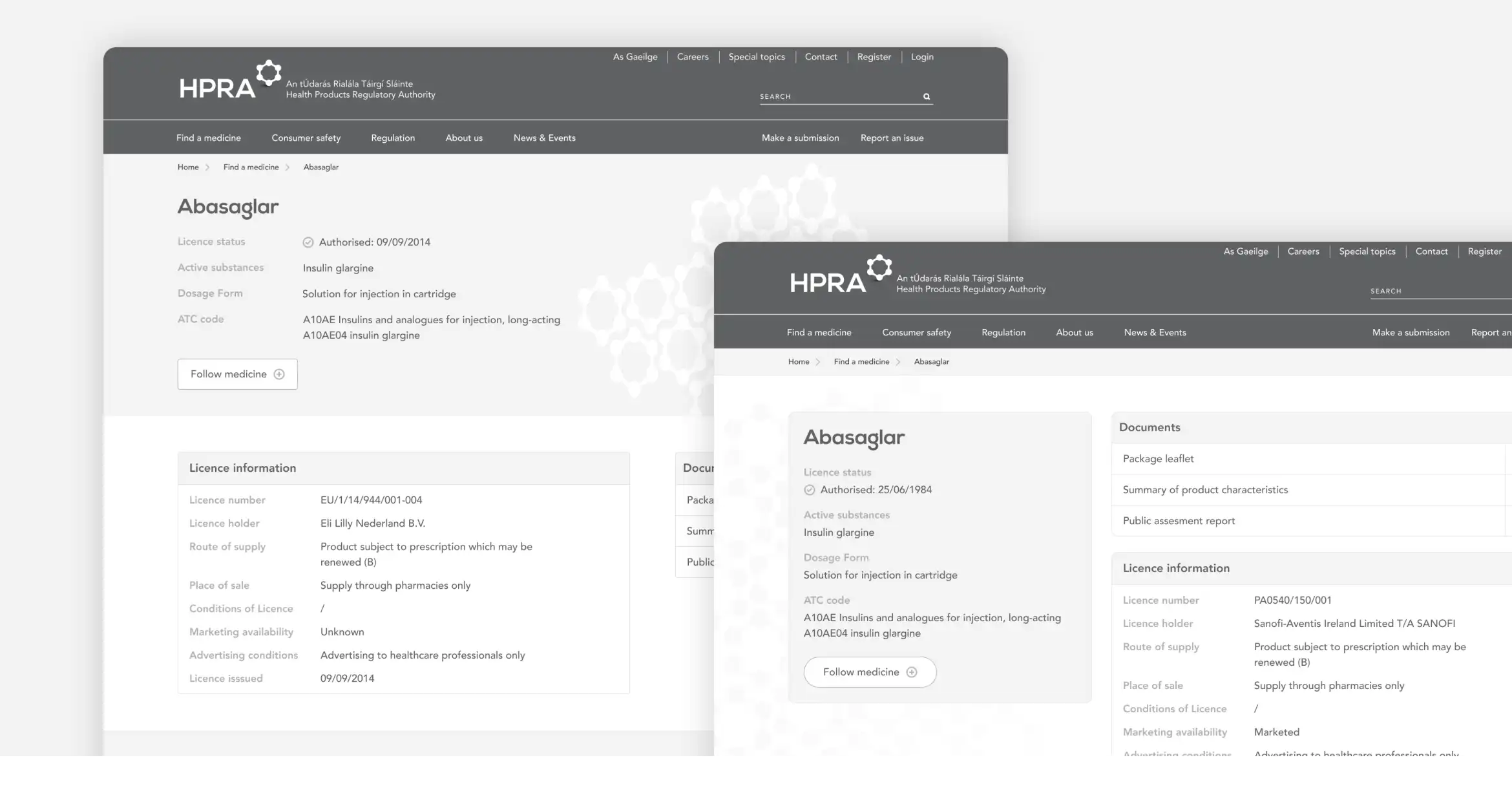 HPRA - Wireframes