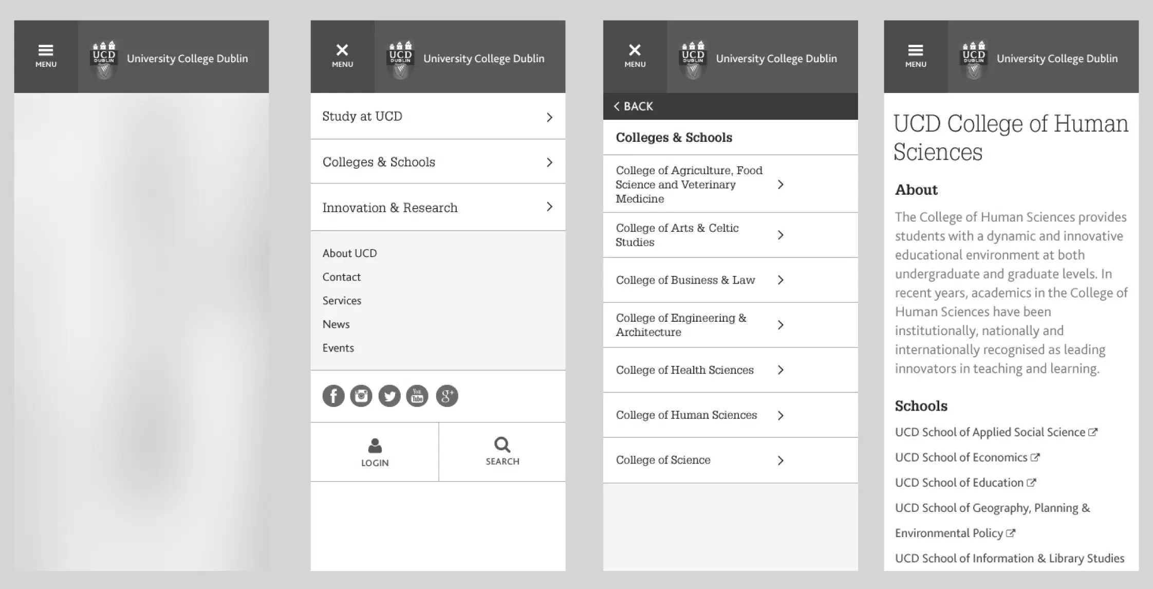 UCD - Website consolidation wireframe exploration
