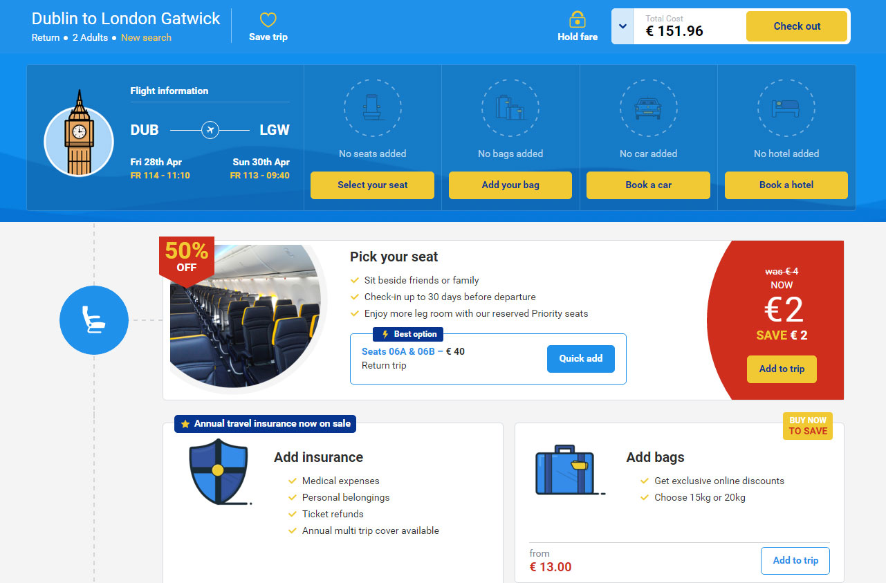 Ryanair’s optional extras