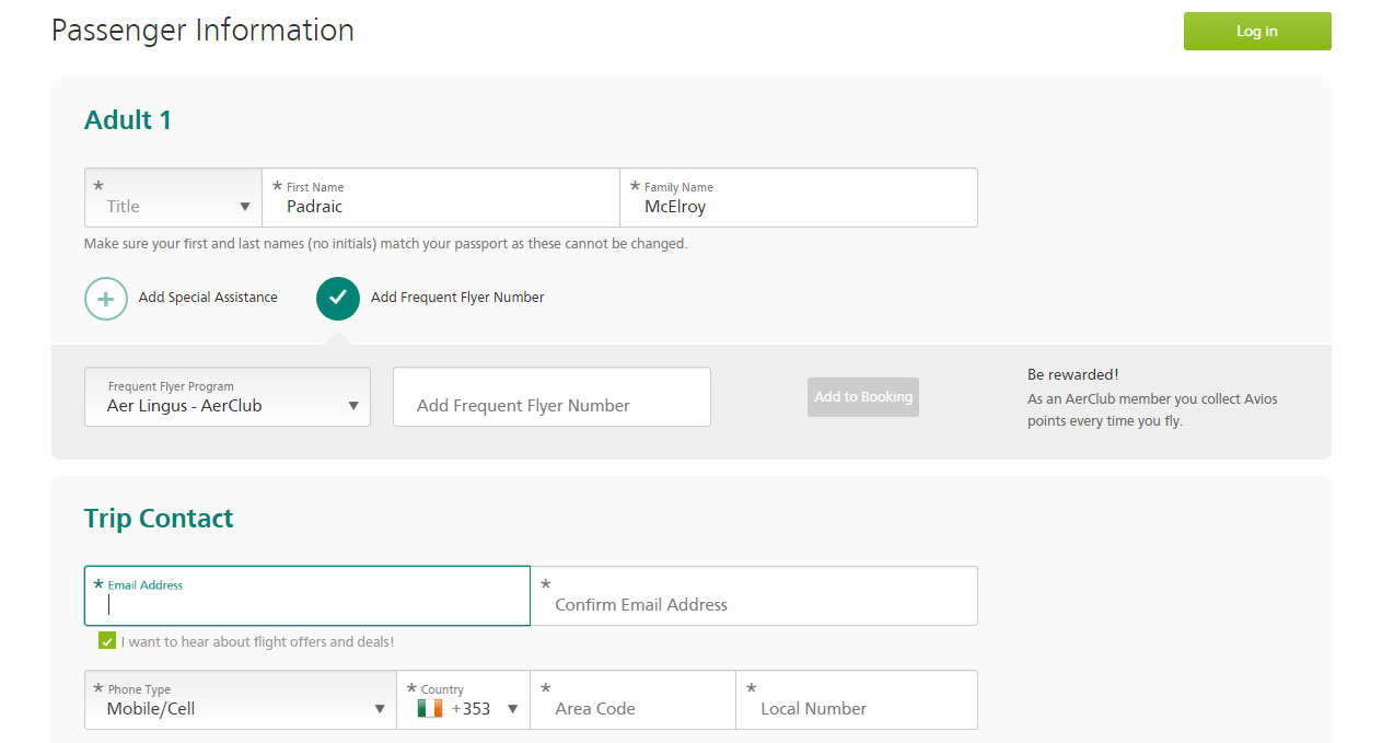 Aer Lingus passenger information