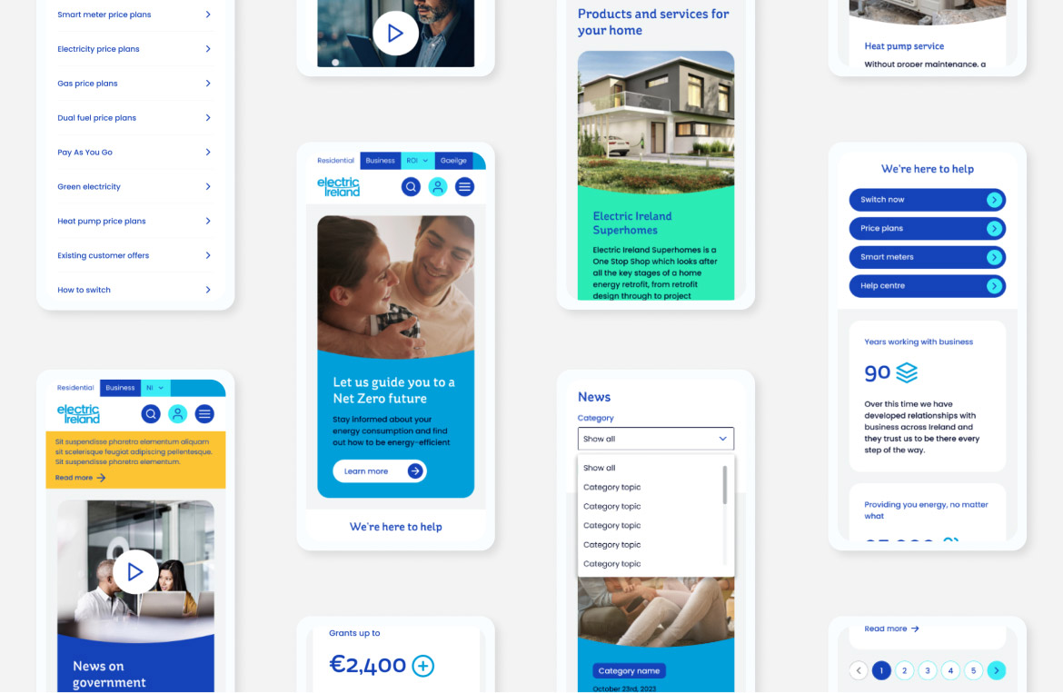 Electric Ireland - Mobile UI Design elements